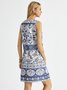 Geometric Sleeveless Casual Printed Weaving Dress