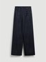Navy Blue Paneled Plain Vintage Pants