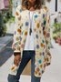 Floral Autumn Casual Natural Heavyweight Micro-Elasticity Fit Crew Neck Cotton-Blend Sweater coat for Women
