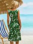 Cotton-Blend Floral-Print Elegant Knitting Maxi Dress