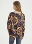 Women Paisley Autumn Casual V neck Natural 1 * Top Pullover Long sleeve Medium Elasticity T-shirt