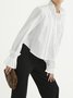 Stand Collar Solid Work Long Sleeve Shirt