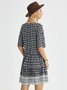 V Neck Casual Printed Half Sleeve Short Dress