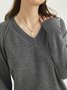 V Neck Shift Simple Long Sleeve Sweater
