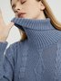 Winter Elegant Solid Polyester Mid-weight High Elasticity Long sleeve Turtleneck H-Line Dresses for Women