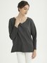 Casual V Neck Solid Long Sleeve Sweater