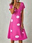Polka Dots Summer Vacation Lightweight Micro-Elasticity Jersey Loose Crop Vacation Dresses for Women