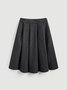 Gray Casual Cotton-Blend Plain Skirt