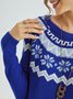 Blue Long Sleeve Tribal Sweater