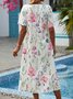 Women's Botanical Floral Design Loose Resort Maxi Dress