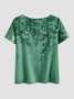 Button irregular hem gradient Flower Top T-shirt tunic
