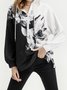 Casual Floral Winter Mid-weight Long sleeve Loose Cotton-Blend Regular Plant Sweatshirts for Women