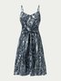 Deep Blue V Neck Cold Shoulder Ombre/tie-Dye Weaving Dress