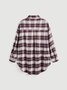 Casual Checkered/plaid Shirt Collar Blouse