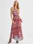 Plus Size Floral Vintage Floral-Print Sleeveless Knitting Dress