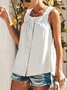 Summer Buttoned Pleated Square Neck Sleeveless Top