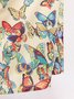 Butterfly Printed Maxi Weaving Dress V Neck White Women Weaving Dress Shift Daily
