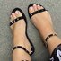 Summer Leisure Flat Sandals Round Toe Buckle ladies Rivet Daily Sandals