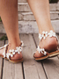Sweet Style Flowers Flat Heel Thong Sandals