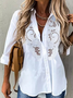 Lace Shirt Collar Casual Blouse