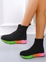 Black Flying Woven Fabric With Rainbow Gradient Sole Sneakers