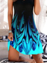 Cotton Blends Abstract Crew Neck Casual Knee Short sleeve Knit Dress