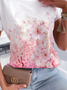 Floral Regular Fit Crew Neck Cotton Blends Short Sleeve T-Shirt