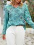 Floral Long Sleeve V Neck Casual Top