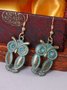 Vintage Bronze Owl Animal Earrings