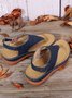 Embroidered Wave Pattern Vintage Casual Thong Sandals