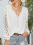 Valentine's Day Vacation Solid V Neck Blouse