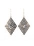 Vintage Distressed Diamond Engraved Textured Abalone Earrings