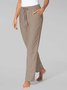 Plain Cotton And Linen Casual Drawstring Trousers