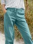 Beach everyday plain color patterned cotton zipper staple pocket Pants Capris Plus Size