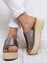 Solid Color Casual Platform Thong Slippers