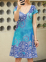 Casual holiday gradient folk pattern Datura Vintage Print loose A-line dress