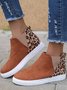 Wear-resistant and non-slip high top women's casual flat shoes with Leopard print patchwork in multi-color and multi-size