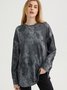 Women Casual Autumn Star Crew Neck Micro-Elasticity Long sleeve Loose Cotton-Blend Regular Sweatshirt