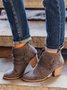 (small-size) Women's Plain Front Laced Chunky Heel Booties