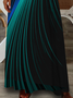 Color Block Casual Cotton-Blend Asymmetrical Dress
