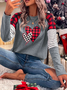 Valentine's Day Casual Crew Neck Loose Color Block T-Shirt