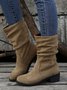 Plus Size Faux Suede Slip On Slouchy Boots