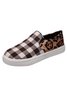 Contrasting Color Stitching Leopard Print Canvas Slip On Women's Shoes