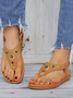 Comfy Sole Vintage Rivet Sandals Flat Heel Summer Pu Sandals