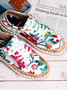 Wear-resistant lace-up flat women's loafers in floral print