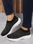 Plus Size Hot Drilling Mesh Fabric Slip On Sneakers