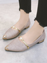 Plain All Season Elegant Polyester Flat Heel Closed Toe PU Rubber Slip On Women's Shoes for Women