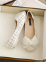 Women Plain All Season Elegant Polyester Holiday Flat Heel Square Toe Rubber Slip On Women's Shoes
