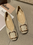 Women Plain All Season Elegant Polyester Holiday Flat Heel Round Toe PU Shallow Shoes Women's Shoes
