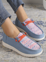 Women's lace-up Mocassin shoes with Pattern stitching print and round toe